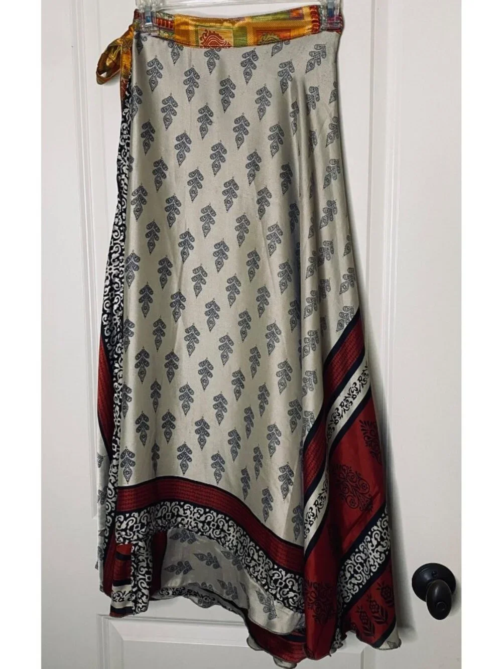 Reversible Sari Silk Magic Wrap Skirt Boho Festival Hippie Handmade India OS
